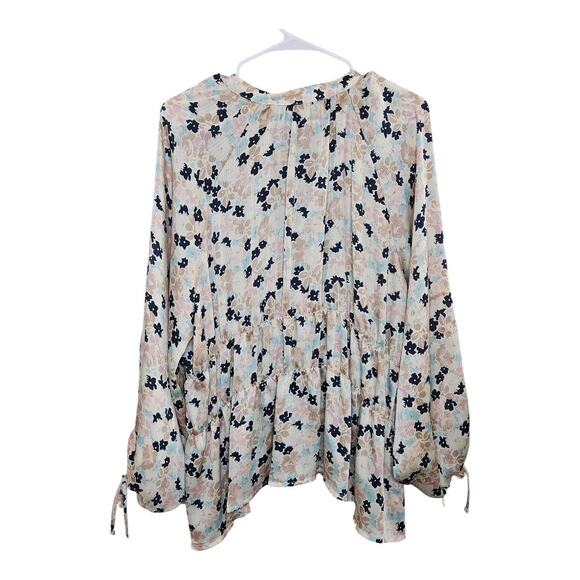 NEW Women's Ryegrass Soft Floral Split Tie Neck Long Sleeve Blouse (Size: XXL) - Picture 6 of 6